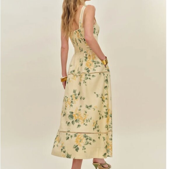 Reformation Floral Midi Dress in Cream and Yellow - Picture 13 of 14